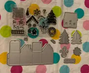 Christmas Embossing Stencils with Matching Cling Stamp Set