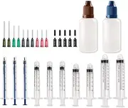 Syringe Blunt Tip Needle Set - (10 Syringes, 10 Needles, 10 Caps and 2 Storage Bottles) - Syringe with Needle for E Juice, Oil, Vape, Adhesives, Greas