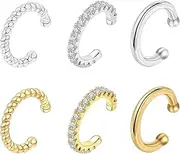 [Ycfish] 6 Pcs Gold Ear Cuff, One Size, Alloy Steel, No Gemstone