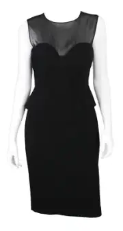 EMILIO PUCCI $1,895 NWT Black Silk & Wool Illusion Sheath Dress 44