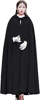 [Flygo] Women's Wool Blend Hooded Maxi Long Cape Poncho Cloak Coat with Hood