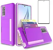 Asuwish Phone Case for Samsung Galaxy Note 20 Ultra Glaxay Note20 Plus 5G with Screen Protector Cover and Card Holder Stand Hybrid Cell Gaxaly Notes 20Ultra Note20+ U + 20+ Twenty Not S20 Women Purple