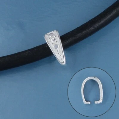 Solid Sterling Silver Dots Pendant Pinch Bail Slider Connector 11mm #33398