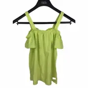 7 For All Mankind Cold Shoulder Ruffle Tee Top Girl's Size XL 16-18 Sunny Lime
