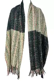 MADDEN GIRL Woven Scarf Wrap About 22 x 71 Black White Red Fringed New with Tags
