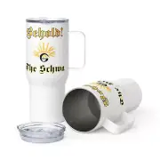"Behold the Schwa" Travel mug Linguistics Phonology Font Vowels Grammar ə