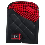Double Sleeping Bag for Adults with 2 Pillows, Camping Sleeping 92"×62" Black