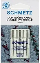 SCHMETZ | 5 Sewing Machine Needles | Double Eye | 705 DE | Needle Thickness 80/12 | Suitable for Decorative Crafts | Can be Used on Any Standard Household Sewing Machine