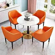 Modern Meeting Room Table Set for 4 People Office Reception Club Table and Chairs Compact Dining Set for Small Spaces Space Saver Orange 90cm/35.4"