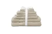 7pc Algodon St Regis Collection Bath Hand Towel Set w Face Washer Cotton Stone