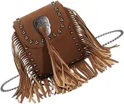[Healeved] Vintage Fringe Bag for Women Chic Tassel Purse Stylish Shoulder Bag for Outings Shopping Daily Use Unique Design with Decorative Fringes