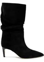 Paris Texas 60 Ruched Suede Boots - Black - 8 8