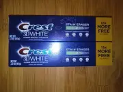 NEW! CREST 3D WHITE (2-PACK) 2.3 Oz. Tubes ●FRESH MINT● Stain Eraser Toothpaste.