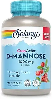 Solaray D-Mannose w/CranActin Cranberry Extract 1000mg w/VIT C | Healthy Urinary Tract Support | 75 Serv | 150 VegCaps