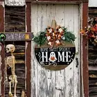 Autumn Welcome Sign Welcome Door HOME Sign Spooky Decor Rustic Round Wood method