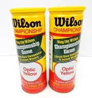 6C Pair Wilson Championship Tennis Balls Optic Yellow Sealed Cans w/ Caps VTG