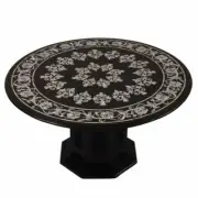 36" Marble Table Top Semi precious Stones Inlay art pietradura With Marble Stand