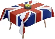 Union Jack Flag Tablecloth - Kingdom Tablecloth, Union Flag Tablecloth | Vibrant British Flag Design, and Waterproof Party Table Cover for Picnics, Celebr