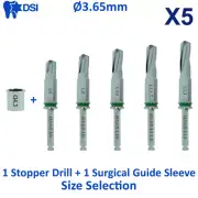 5x DSI Dental Fixture External Irrigation Stopper Guided Drill & Sleeve Ø3.65mm