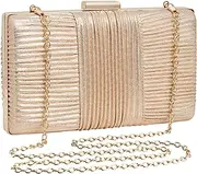 [Ubysoyi] Womens Champagne Clutch Purse Pleated Evening Bag for Bridal Wedding Party Shoulder Handbag, Ivory