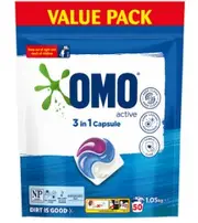 OMO Triple Active 3 In 1 Laundry Capsules Detergent Stain Remover 1.05kg