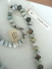 Chan Luu Necklace Amazonite Mega Long Matte Stone Silver Hand Knotted NWT $245