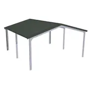 Stratco Domestic Gable Roof Double Car Shed Without Walls 6.00 x 6.15 x 2.4m Slate Grey