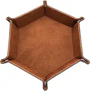 Dice Tray Folding Dice Rolling Tray with Pu Outer Velvet Lining Holder Storage Box for Table Games Metal Dice Coffee