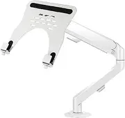 Monitor Arm Gas Laptop Arm Mount for Desk Holds 4.4-19.8lbs, 2 in 1 Adjustable Gas Spring Arm Single Monitor Desk Mount with Tray for 17"-30" Screens or 10"-16" Laptops Monitor Desk Mount(White)