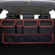 Dtmeng Car Boot Organiser, Storage Bag, Waterproof, Multifunctional, Car Boot Bag, Splits Boot Back Seat with Many Pockets, 107 mm x 52 mm (Red)