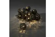 1 Set of Black 5cm Rattan Cane 50 Ball Battery Powered LONG 5m String Lights Christmas Gift Home Wedding Party Bedroom Decoration Table Centrepiece