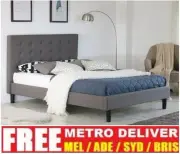 ALEXIS BUTTON SINGLE DOUBLE QUEEN KING GREY CHARCOAL BEIGE FABRIC BED FRAME BASE