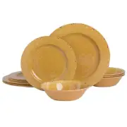 Laurie Gates Gibson Mauna Dinnerware Set, Service for 4 (12pc), Golden Yellow