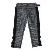 Material Girl Juniors Cropped Yoga Gym Athletic Leggings Size XS Noir Spacedye