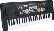 49 Keys USB Electronic Organ Electric Piano with Microphone Black Digital Music Electronic Keyboard Built-in Stereo Speakers with 16 Tones 8 Rhythms 6 Demo Songs 5 Percussion Gift