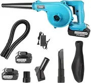 Cordless Leaf Blower 21V Handheld Electric Leaf Blowers Fast Charger Lightweight Mini Leaf Blower for Patio Yard Sidewalk Leaf Dust Blowing Lawn Care (2PCS Battery)