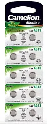 Camelion AG13 LR44 Battery 10 pack