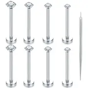 Oveta Threadless Push in Lip Rings 16G/18G/20G Labret Jewelry CZ Lip Studs St...