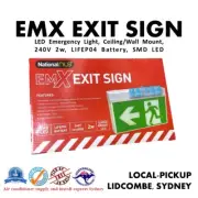 EMX Exit Sign, LED Emergency Light, Ceiling/Wall Mount, 240V 2w, LIFEP04 Battery