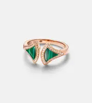 [Bvlgari] Bvlgari Divas' Dream 18kt rose gold ring with malachites and diamonds L gold