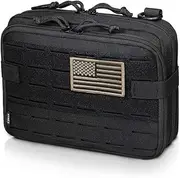 Tactical Molle Admin Pouch of Laser Cut Design, Utility Pouches Molle Attachment Military Medical EMT Organizer with Map Pocket EDC EMT Pack IFAK Tool Holder Universal U.S.A Patch Included