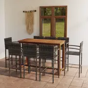 9 Piece Garden Bar Set Grey vidaXL