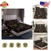 Wild Mushroom Twin Bed Sheet Set - Burgundy Snail Print, 3-Piece Luxury Bedding