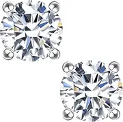 [Impalsory] Moissanite Stud Earrings, 0.6ct-2ct DF Color Brilliant Round Cut Lab Created Diamond Earrings 18K White Gold Plated Silver Friction Back for Women Men
