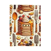Velveteen Plush Blanket Fun Quirky Pancakes Toppings Forks Cartoonish Kitchen