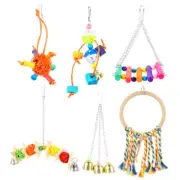 Bird Swing Hanging Toy Parrot Cotton Rope Ring Chewing Toys