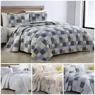 Chezmoi Collection Printed Patchwork Washed Cotton Quilt Set Coverlet Bedspread