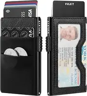 [VULKIT] Minimalist Wallet with ID Window & EDC Pocket Pop Up Card Holder RFID Blocking Slim Wallet Design for Airtag Cash Coins & Credit Cards