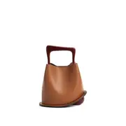 New Vegetable Basket Bag Large Capacity Handheld Water Bucket Bag Wooden Wrist Straw��Brown, L��