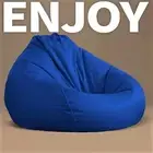 Luxury Bean Bag Chair Cover Faux Leather Without Beans XXXL Home Decor Blue